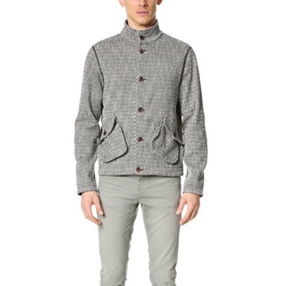 Billy Reid Alister Jacket Button Blk Wht Texture L - Picture 1 of 12